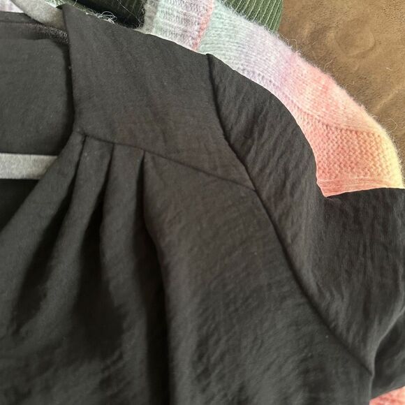 Alythea Wrap Front Sheer Black Blouse Oversized S - Picture 3 of 11